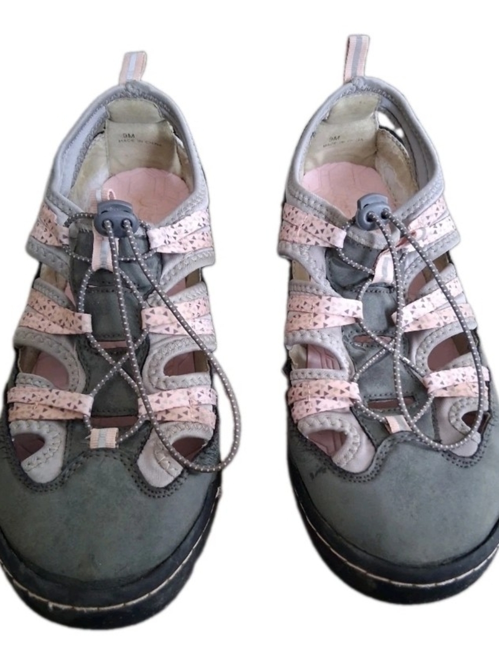 J Sport Women's Walking/Water Shoes Grey/Pink Cushioned River/Hiking Sz 9M